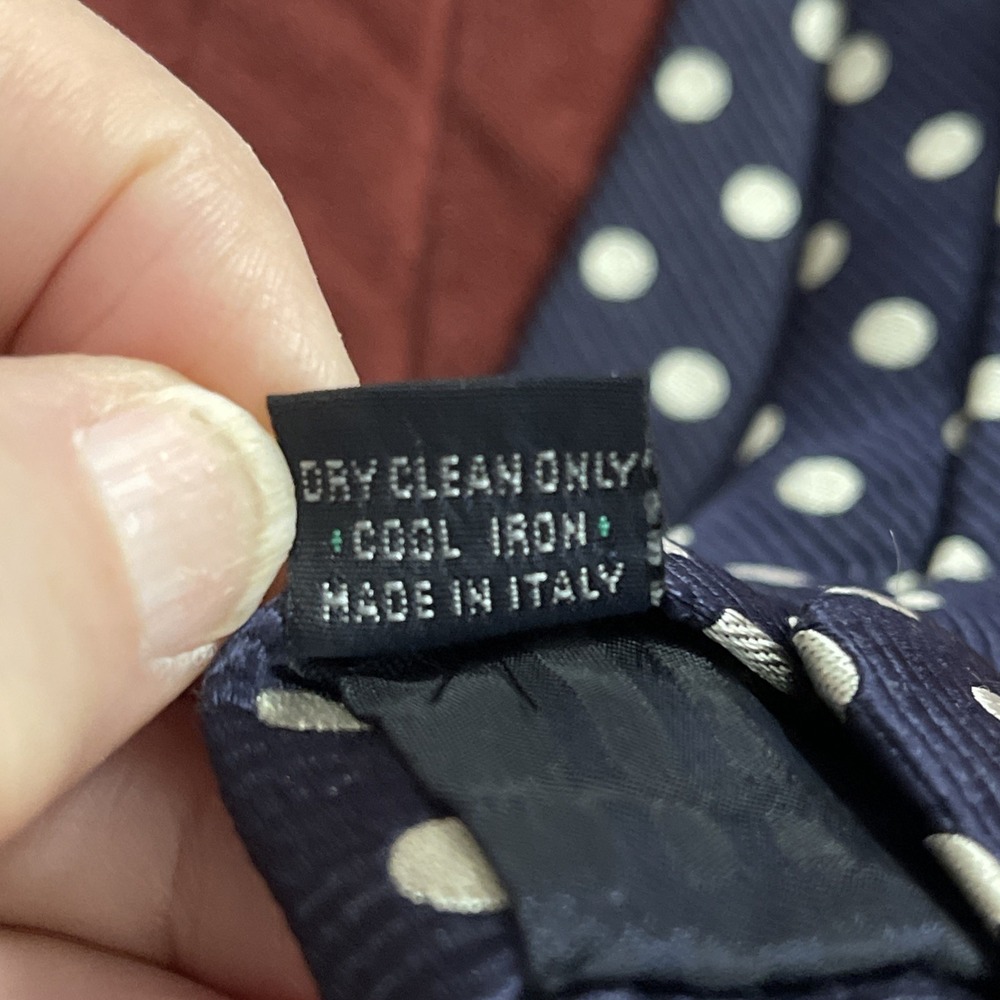 BURBERRY LONDON Silk polka dot jacquard silk tie Navy And Cream Italy Made Money - Picture 4 of 11